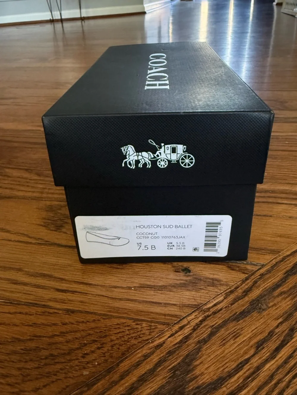 COACH Suede Ballet Flats in Tan with Gold Logo - Picture 5 of 5